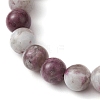 8mm Round Natural Plum Blossom Tourmaline Beaded Stretch Bracelets BJEW-JB10469-02-4