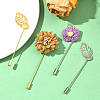 40Pcs 2 Styles Leaf Stainless Steel Round Tray Stick Lapel Pins JEWB-SC0001-75D-5