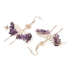 Natural Amethyst Chips Dangle Earrings EJEW-S214-01B-2