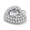 Rack Plating Brass Micro Pave Clear Cubic Zirconia with ABS Plastic Pearl Pendants KK-G515-55P-2