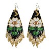 Boho Seed Bead Flower Tassel Earrings EJEW-Q380-07A-1