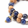 Natural Sodalite & Wood Round Beads Stretch Bracelets Set BJEW-JB07165-04-4