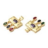 Rack Plating Brass Pave Cubic Zirconia Pendants KK-O142-45G-3