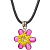 Glass Rhinestone & Glass Seed Beads Beaded Flower Pendant Necklaces NJEW-MZ00078-03-2