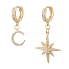 Star and Moon Asymmetrical Dangle Hoop Earrings EJEW-JE04031-02-2