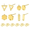 16Pcs 4 Styles 201 Stainless Steel Stud Earring Findings with Hole EJEW-FS0001-15-1