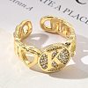 Brass Micro Pave Clear Cubic Zirconia Open Cuff Rings for Women RJEW-K289-02G-K-3