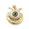Evil Eye with Moon Brass Micro Pave Clear Cubic Zirconia Pendants KK-G419-10G-02-2