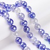 Round Natural Electroplated Blue Agate Beads G-P447-A02-01-4