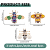 6Pcs 3 Styles Bees Enamel Pins JEWB-FH0002-58-7