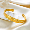 12MM 304 Stainless Steel Lotus Flower Cuff Bangles for Women BJEW-P359-01G-1