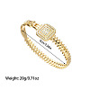 Square 304 Stainless Steel Micro Pave Clear Cubic Zirconia Bangles FS-WG8C862-01-2