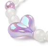 Sparkling Resin & Acrylic Heart Beaded Stretch Bracelet for Kids Jewelry BJEW-JB09549-3