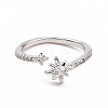 Clear Cubic Zirconia Star Open Cuff Ring RJEW-B028-24P-2