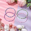 4pcs 4 Colors Acrylic Heart & Glass Seed Beaded Stretch Bracelets BJEW-JB10528-2