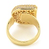 Brass Micro Pave Clear Cubic Zirconia Letter Open Cuff Ring for Women RJEW-M173-01G-D-3