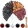250Pcs 5 Colors Spray Painted Round Natural Schima Wood Beads WOOD-PA0001-74-1