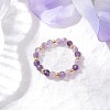 Natural Lepidolite Beaded Stretch Rings RJEW-JR00867-04-1