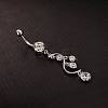 Piercing Jewelry Real Platinum Plated Brass Rhinestone S Shape Navel Ring Belly Rings AJEW-EE0001-54A-2