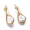 Natural Pearl Dangle Stud Earrings EJEW-F218-06G-1