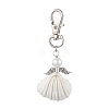 4Pcs 4 Styles Angel Alloy & Wire Wrapped Natural Shell Pendant Decorations HJEW-JM02017-3