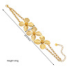 304 Stainless Steel Triple Flower Link Bracelets for Women WG0333A-01-3
