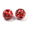 Painted Wood European Beads WOOD-F017-04E-2