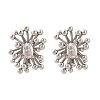 Flower Brass Clear Cubic Zirconia Stud Earrings EJEW-R025-22P-4