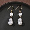 Electroplated 304 Stainless Steel Imitation Pearl Nuggets Dangle Earrings EJEW-Z129-08G-1