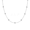 Clear Cubic Zirconia Flat Round Link 925 Sterling Silver Cable Chain Necklaces for Women NJEW-S457-09P-2