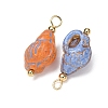 Baking Paint & Golden Metal Enlaced Glass Pendants GL-CBA010C-07G-2