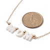Natural Shell Word Mom Pendant Necklace with Golden Brass Cable Chains for Mother's Day NJEW-JN04151-01-5