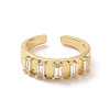 Clear Cubic Zirconia Rectangle Open Cuff Ring RJEW-H127-01G-2