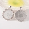 Flat Round Alloy Rhinestone Pendant Cabochon Settings ALRI-T351-01S-4