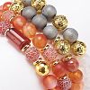 4Pcs 4 Style Mixed Natural Agate Beaded Stretch Bracelets Set BJEW-JB08780-5