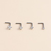 316 Surgical Stainless Steel Crystal Rhinetone Flat Round L-Shaped Nose Rings WGCD50A-03-4