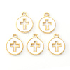 Light Gold Plated Alloy Enamel Pendants X-ENAM-R136-18A-1
