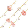 Handmade Cherry Quartz Glass Chip Beaded Chains CHC-F020-02G-03-1