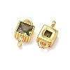 Brass Pave Cubic Zirconia Square Connector Charms KK-P348-12G-3