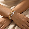 2Pcs Brass & 304 Stainless Steel Beads Stretch Bracelets Set EI7625-2-2