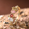 Oval & Horse Eye & Rectangle Brass with Colorful Cubic Zirconia Finger Rings FS-WGD0B16-01-5