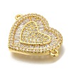 Rack Plating Brass Micro Pave Clear Cubic Zirconia Heart Links Connector Charm KK-P287-52G-03-2