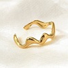 PVD Vacuum Plating 304 Stainless Steel Wave Open Cuff Ring for Women RJEW-C040-02G-2