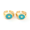 Brass Enamel Cuff Rings RJEW-H543-25G-2