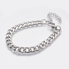 Men's 304 Stainless Steel Curb Chain Bracelets STAS-I075-49A