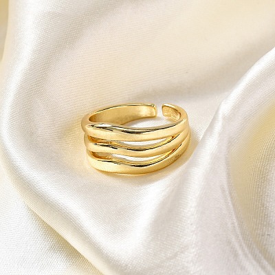 Rack Plating Brass Cuff Cubic Finger Rings for Women RJEW-M028-24G-1