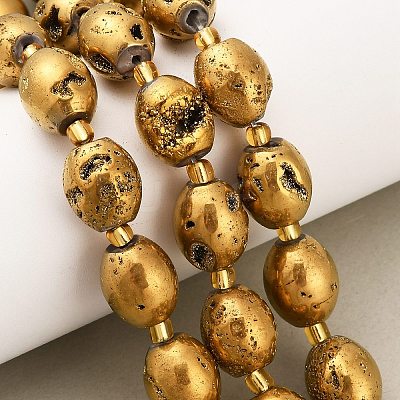 Electroplated Natural Druzy Geode Crystal Beads Strands G-F833-O01-01-1
