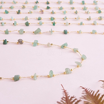 Natural Green Aventurine Chips Beaded Chains CHC-SZ0001-62I-1