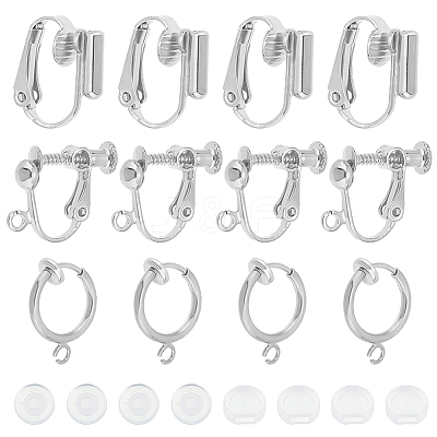 18Pcs 3 Style Brass Clip-on Earring Findings FIND-SC0003-96S-1