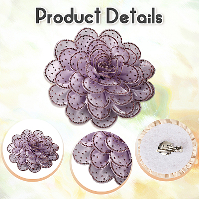 Flower Cloth Rhinestone Broochs JEWB-WH20009-06P-01-1